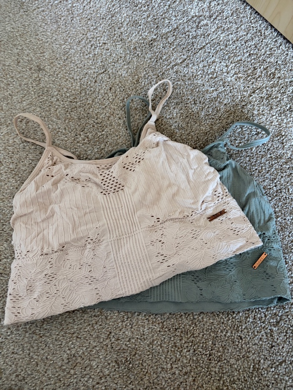 Danskin Lace-Trim Cami Duo - Cream & Sage